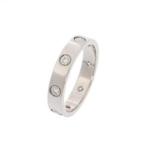 CARTIER Authentic 18k Silver Diamond Love Ring